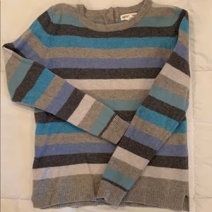 Women’s Gray-&-Blue Striped Merino Wool Sweater